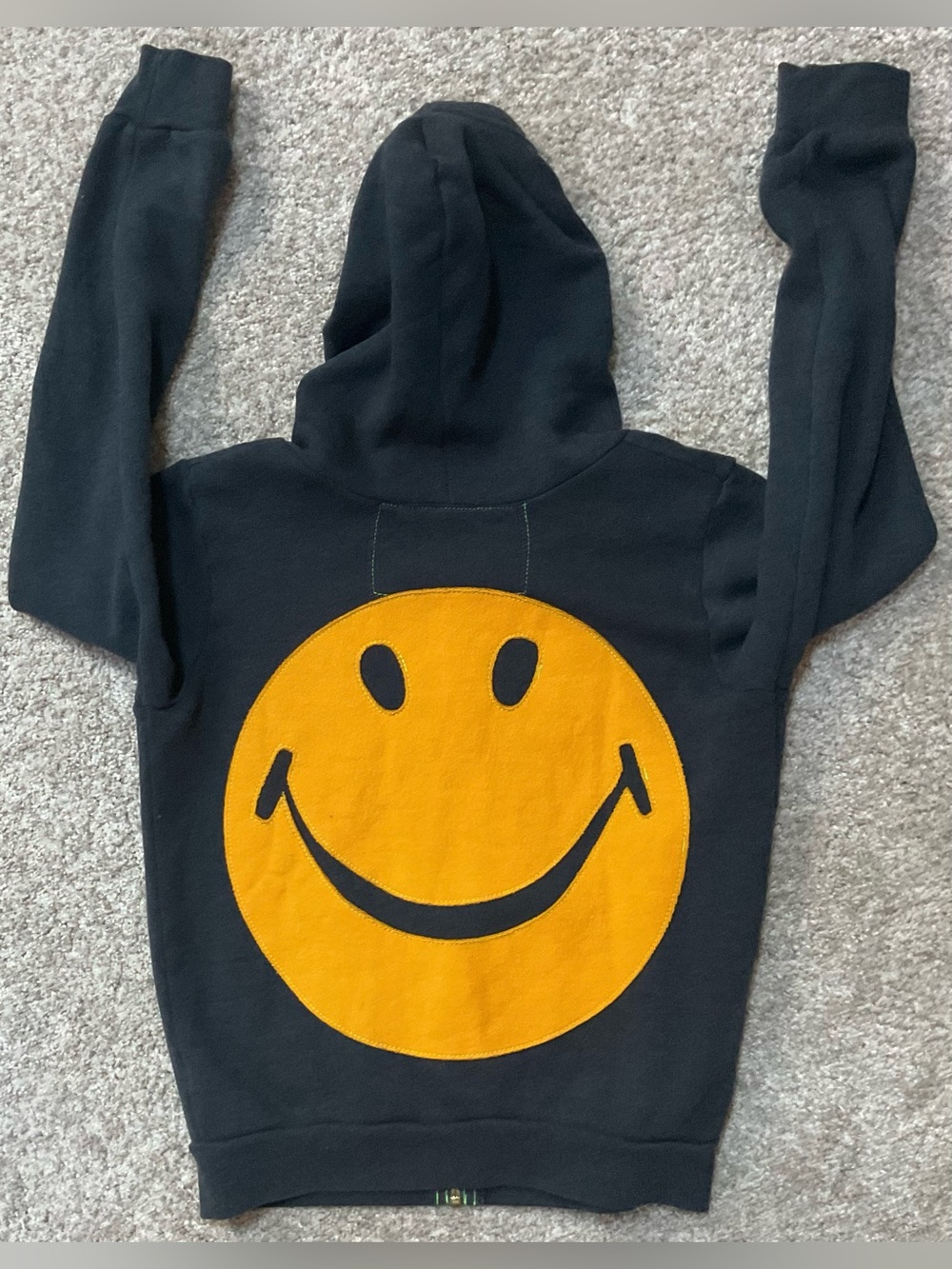 Kids Aviator Nation Navy Hoodie with Yellow Smiley Back Graphic (12)